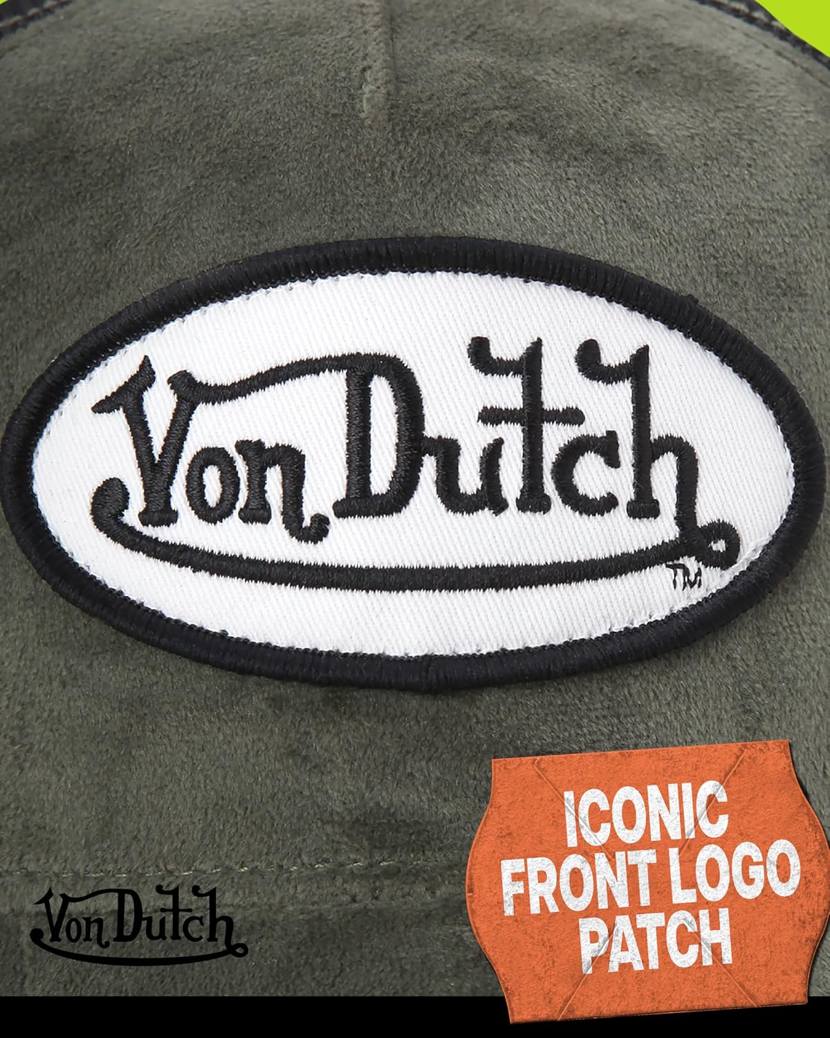 Von Dutch Unisex Trucker Hat - Velvet Curved Bill Mesh Back Retro Classic Adjustable Snapback Baseball Cap for Men and Women