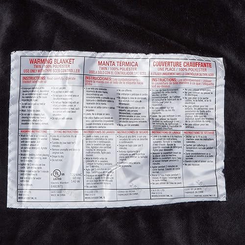 Vista 60 de Beautyrest BR54-0656 - Manta eléctrica afelpada con 20 niveles de calor, equipada con tecnología Secure Comfort y apagado automático de 10 horas