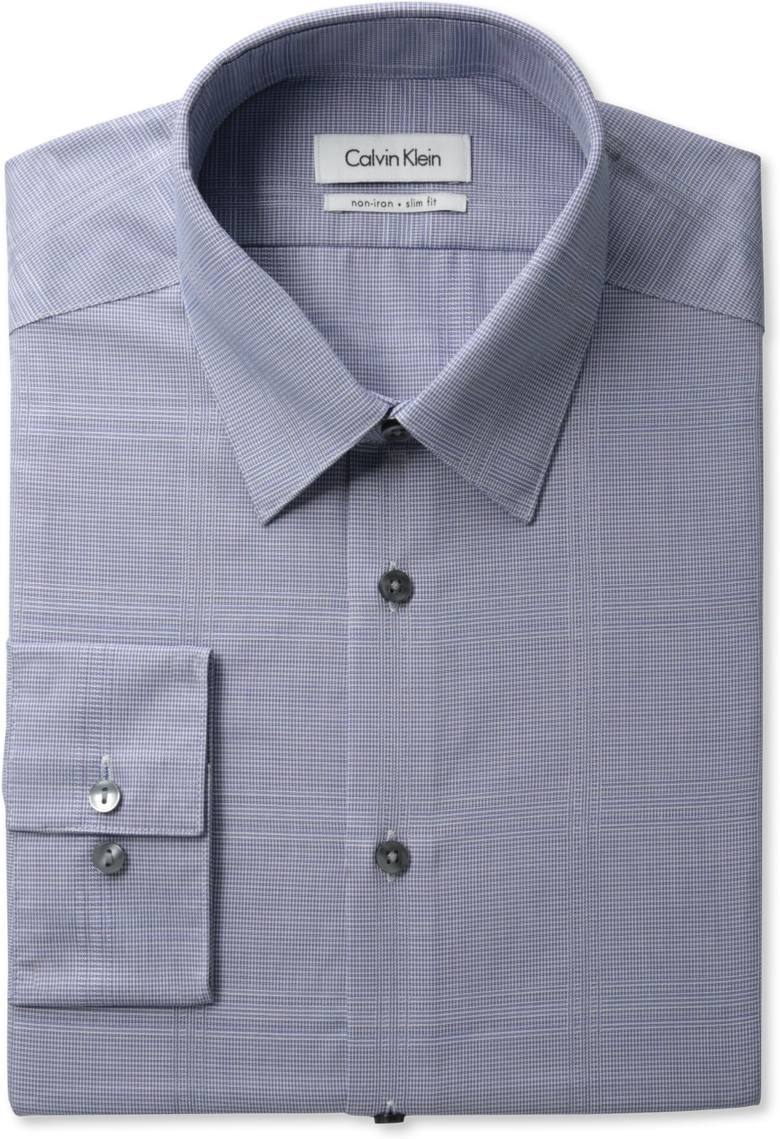 Calvin Klein Men's Long Sleeve Slim Fit Non Iron Point Collar