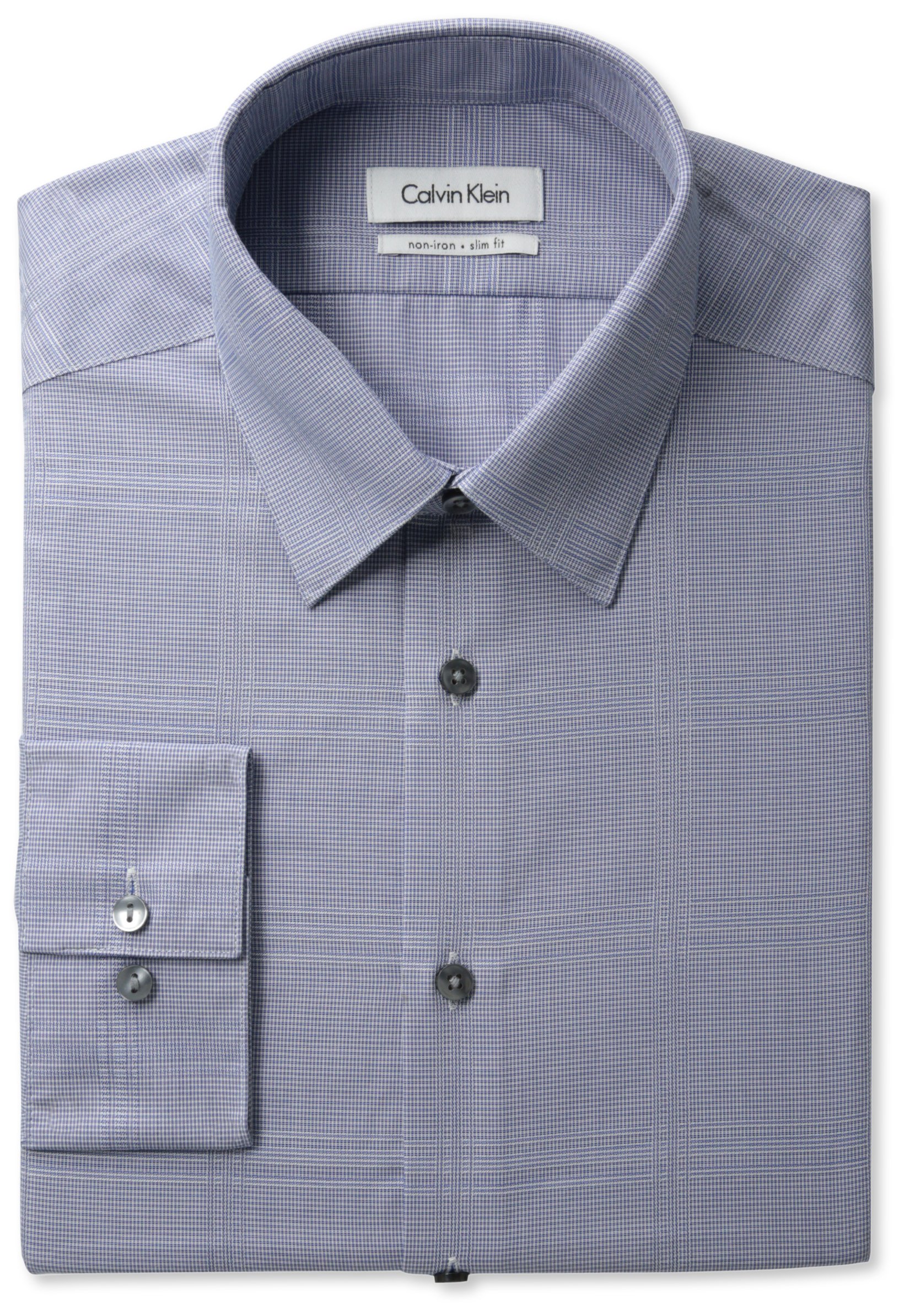 Calvin Klein Men's Long Sleeve Slim Fit Non Iron Point Collar