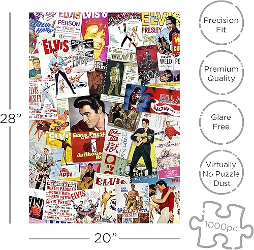 Miniatura 2 de AQUARIUS Elvis - Rompecabezas de collage de póster de película (rompecabezas de 1000 piezas) – Mercancía y coleccionables de Elvis con licencia