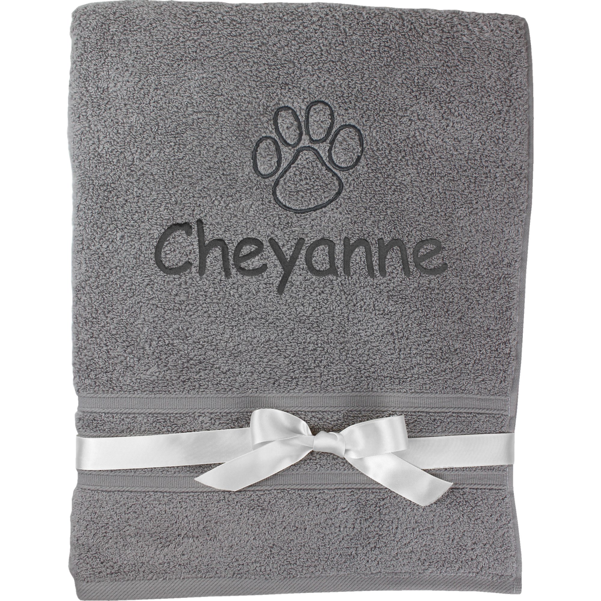 TeddyT's Personalised Super Absorbent Puppy Paw Print Dog Pet Towel Gift (Charcoal Grey)