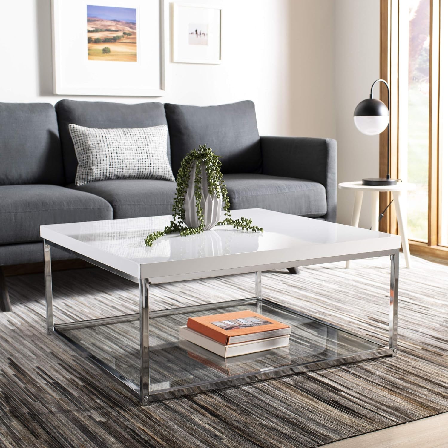 Safavieh Home Malone Glam White and Chrome Coffee Table, 0