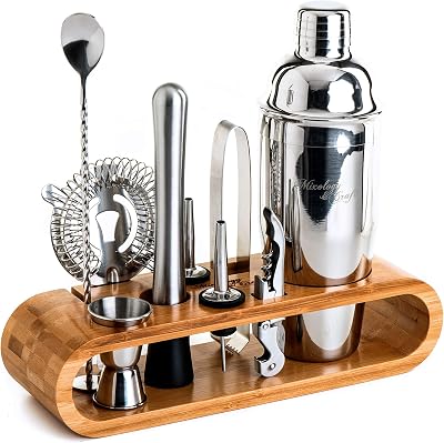 Mixology Bartender Kit: 10-Piece Bar Tool Set with Bamboo Stand | Perfect Home Bartending Kit and Martini Cocktail Shaker ...