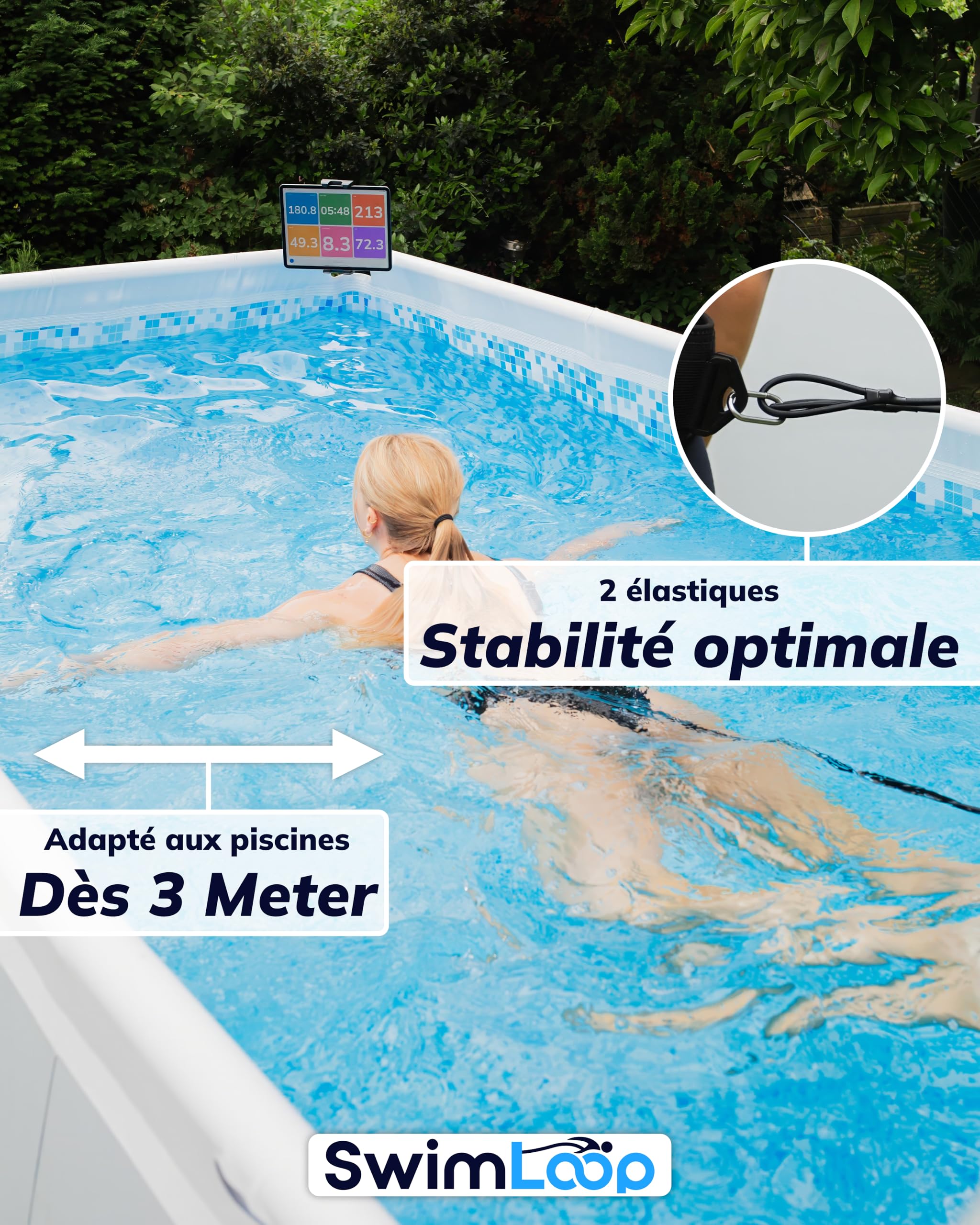 Ceinture de Natation : entraîneur de Natation à Domicile, entraînement de résistance, Natation Stationnaire, Bande de Natation comme Alternative au système de Contre-Courant