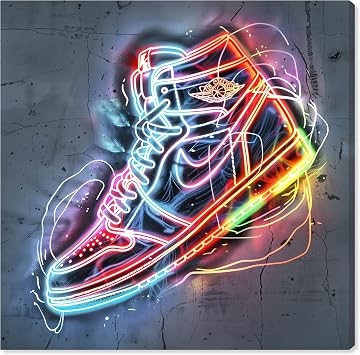 Colorful Sneaker Gallery Wrapped Sneaker 1 Piece Canvas Wall Art, 12" x 12", Gallery Wrapped