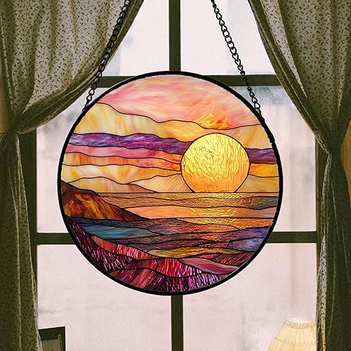 Miniatura 3 de Colgante de vidrieras para colgar en la ventana, atrapasoles de mar brillante, panel de cristal de diamante, decoración para cumpleaños para