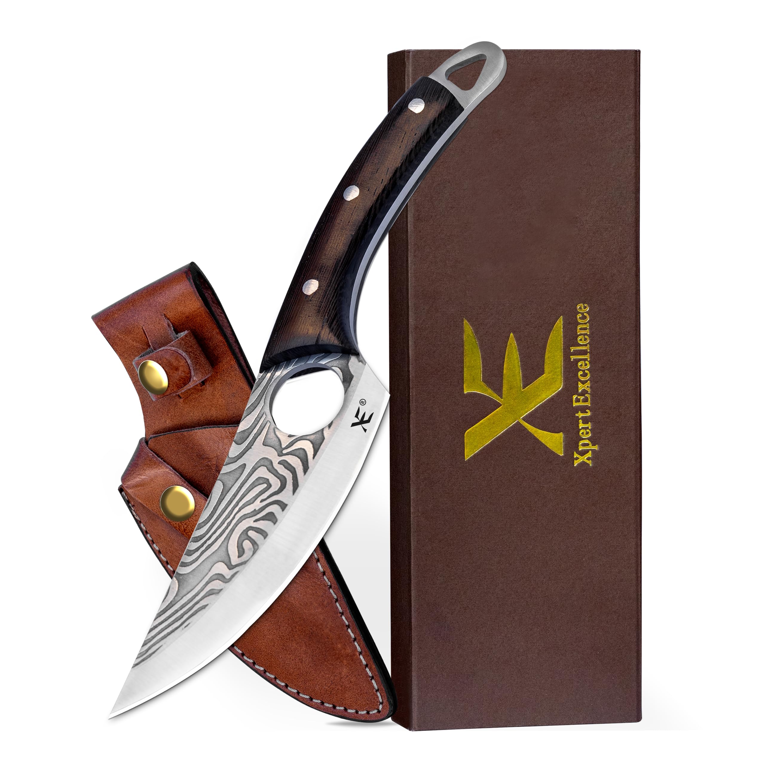 5 Inch Chef Knife – Full Tang Stainless Steel Hand Made Kitchen Knife with Leather Sheath – Home Use Vegetable Knife, Ideal Cooking Knife