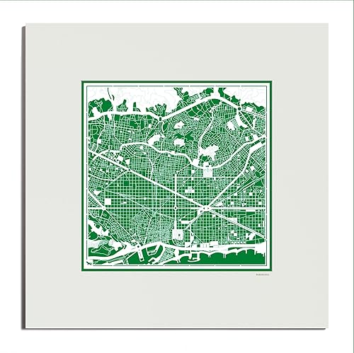 Miniatura 73 de O3 Design Studio Mapa de corte de papel Madrid negro mate de 20 x 20 pulgadas