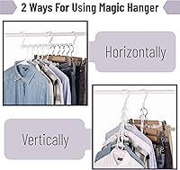 Vista 4 de Mr. Pen - Perchas de ahorro de espacio para ropa, 12 piezas, color blanco, perchas de plástico para ropa que ahorran espacio, 5 ranuras, ganchos