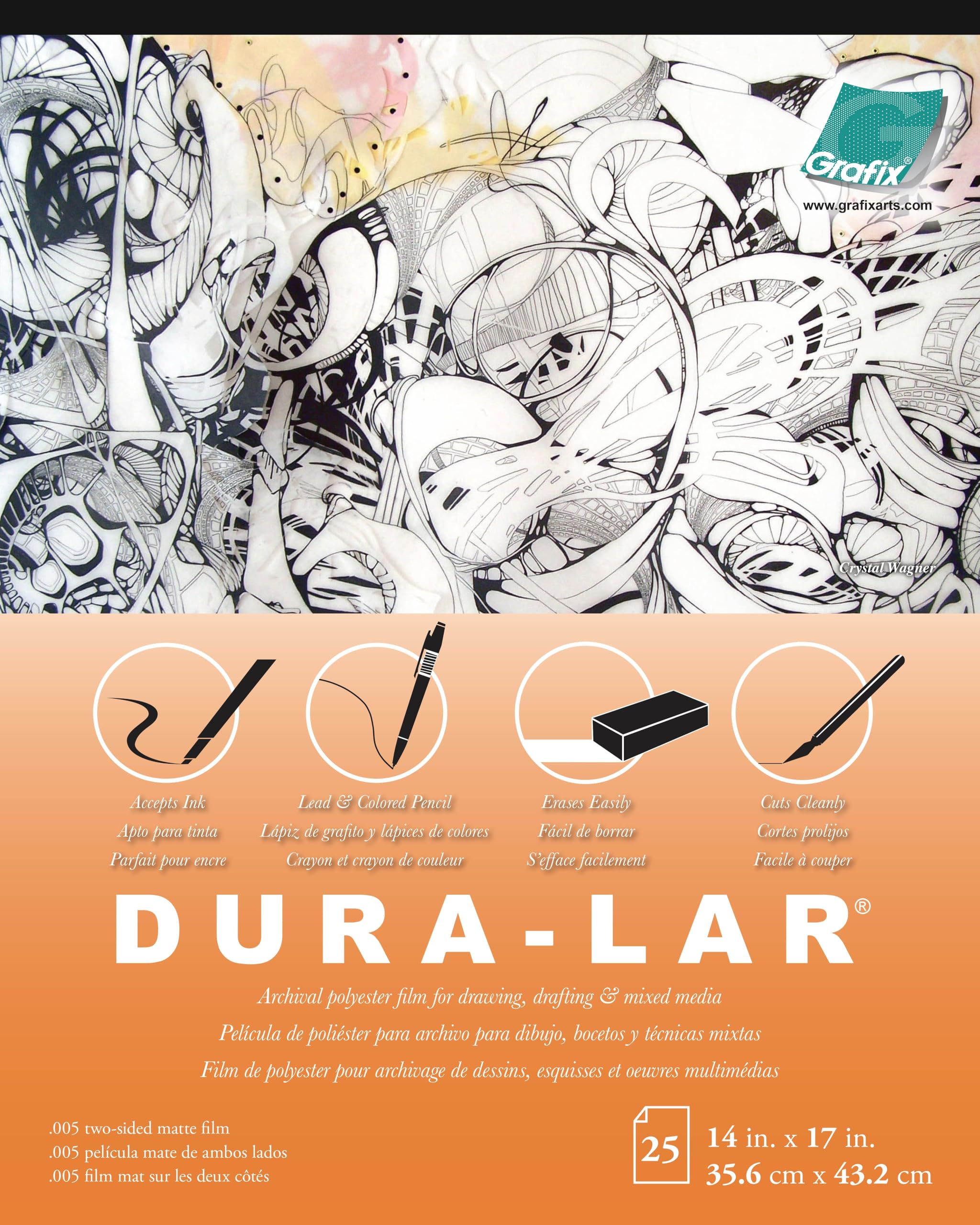 Grafix Matte 0.005 Dura-Lar Film, 14-Inch by 17-Inch, 25 Sheets