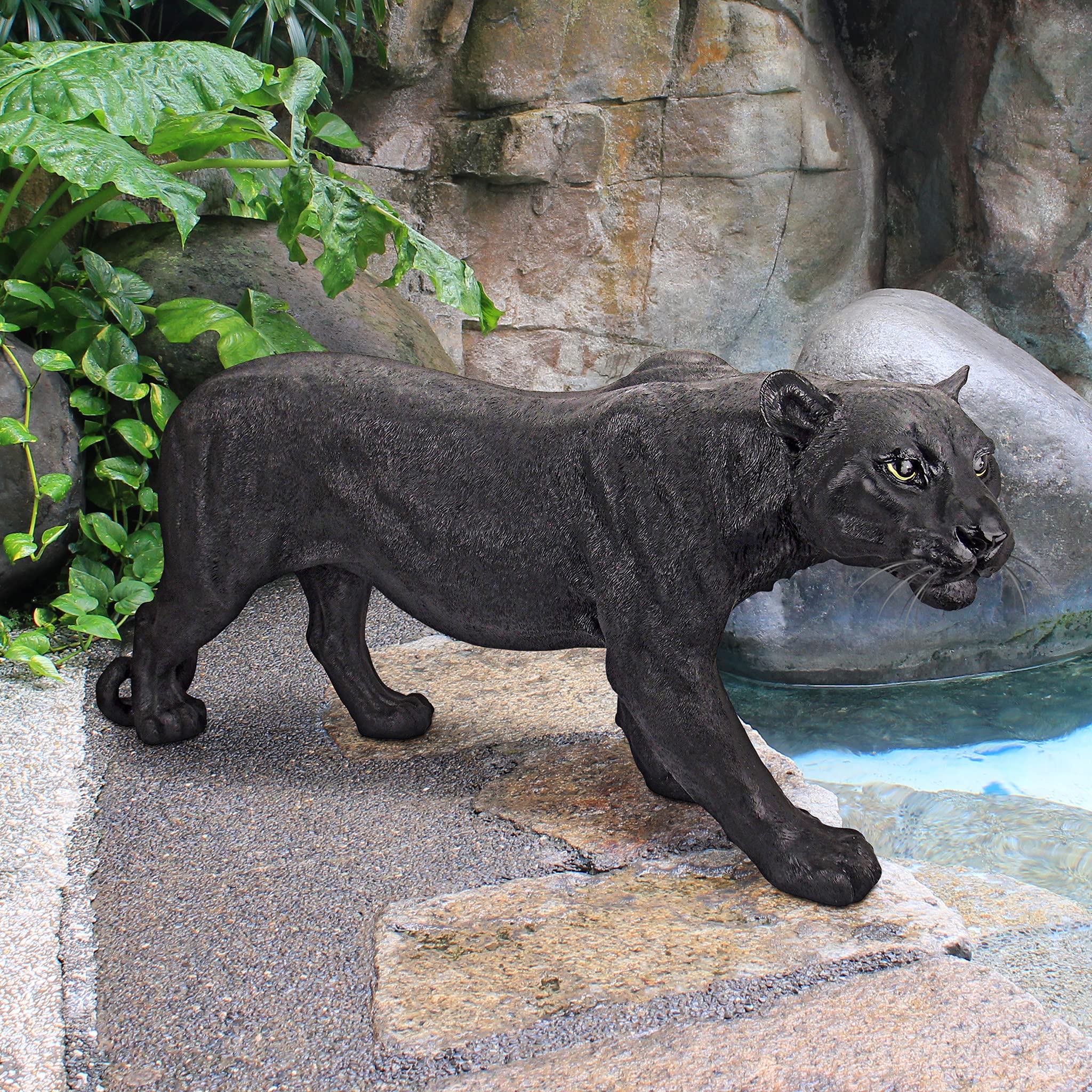 Design Toscano JQ4019 Statua da Giardino Pantera Nera Predatore Oscuro, Multicolore