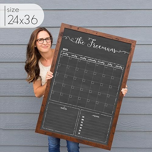 Miniatura 3 de Calendario personalizado enmarcado de borrado en seco  Calendario de pared personalizable estilo pizarra  18 x 24 pulgadas o 24 x 36 pulgadas  No