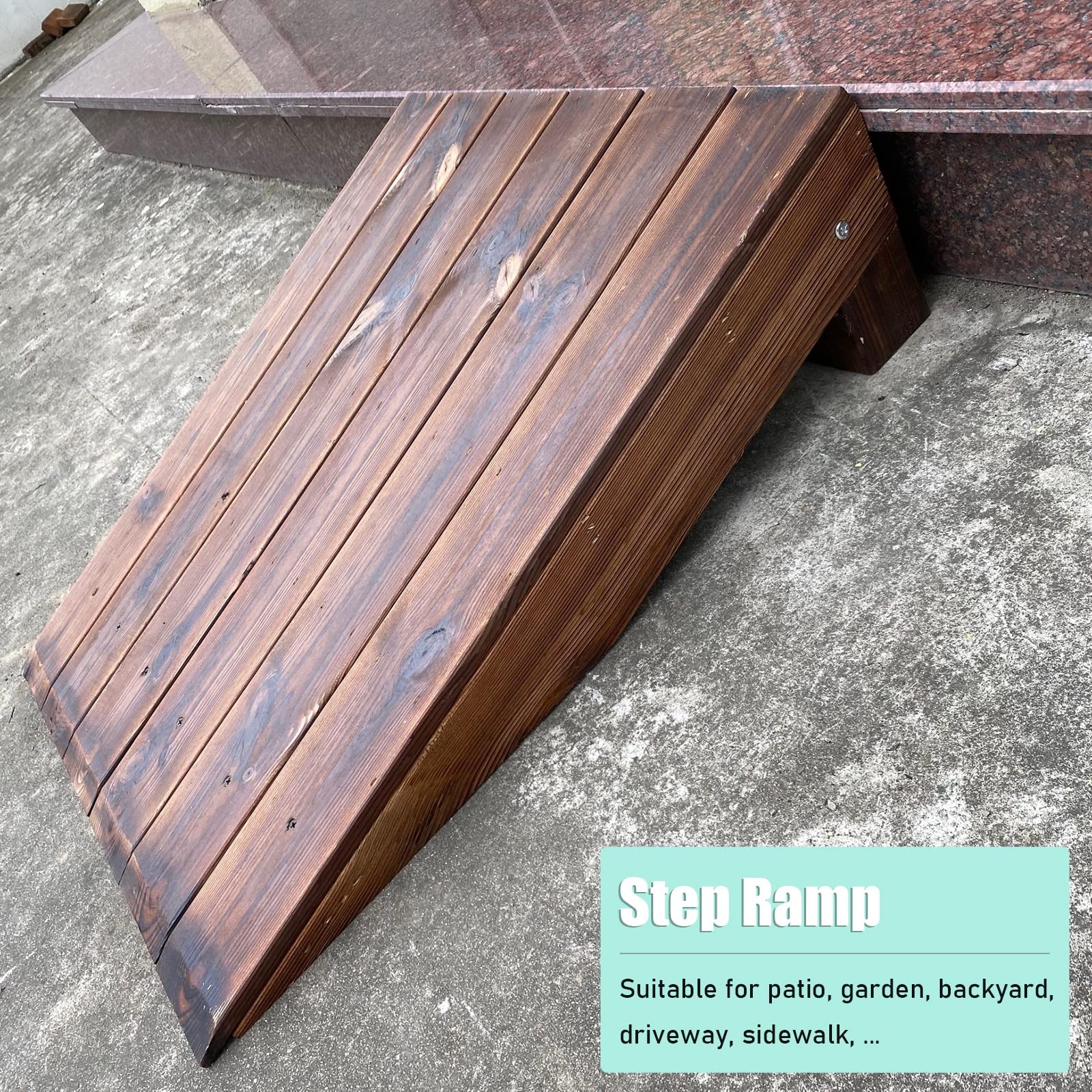 Tira de Puerta Tira de Transición Umbral de Madera/Rampa de Acera Marrón para Sillas de Ruedas Scooters, Rampa de Paso Exterior Antideslizante Grande, Elevación de 3.9"/4.7"/5.9"/7"/7.8"
