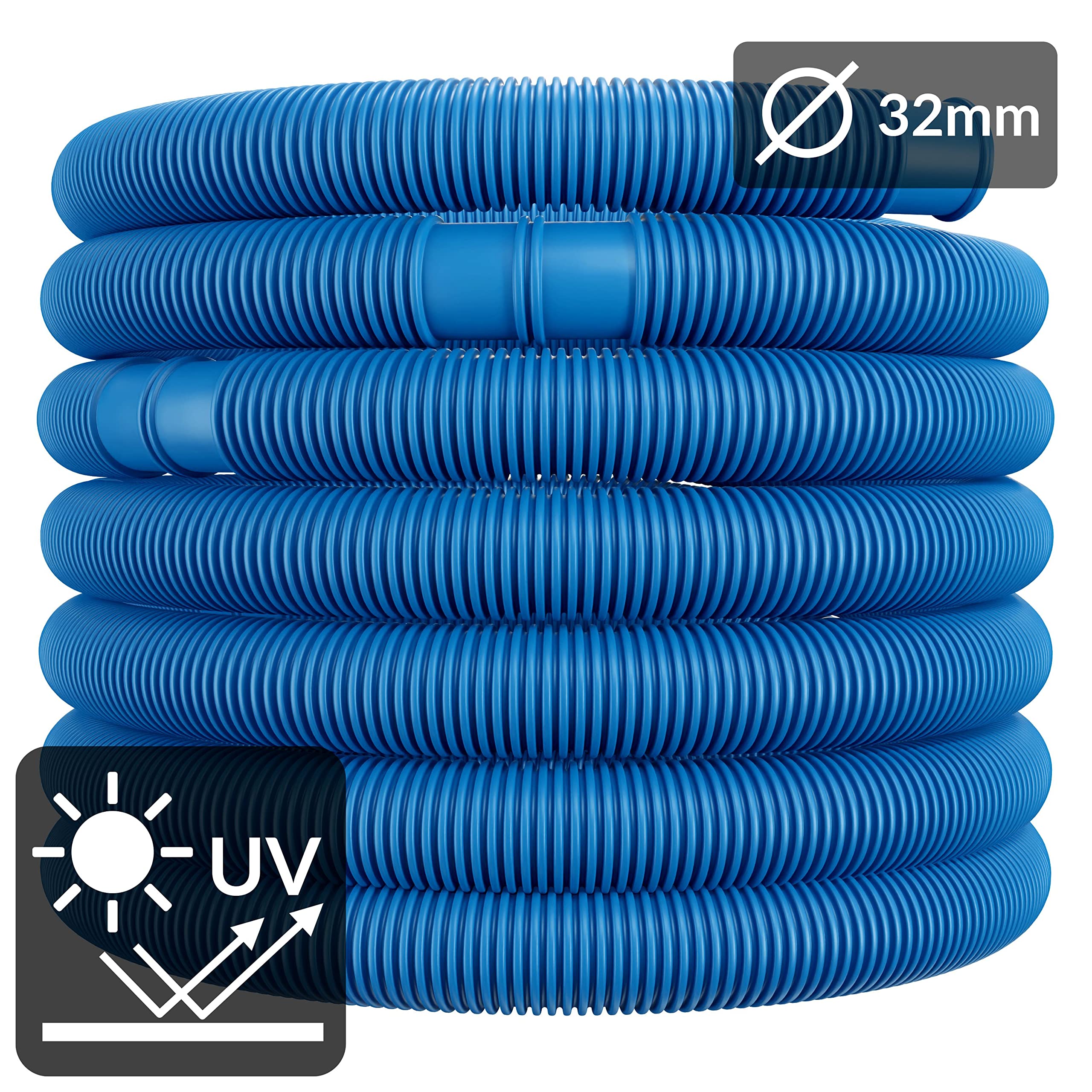 Monzana® Manguera Flexible de Piscina 6m Diámetro 32mm Tubo Limpiafondos Bombas de Filtro Mantenimiento Azul