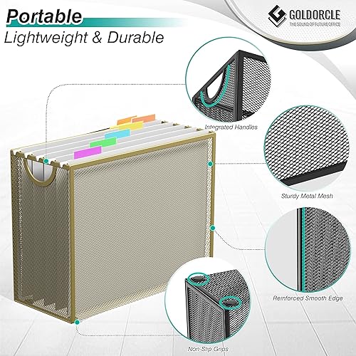 Miniatura 4 de Organizador de archivos colgante, soporte de archivos tamaño carta con 5 carpetas colgantes, almacenamiento de carpetas de archivos de escritorio de