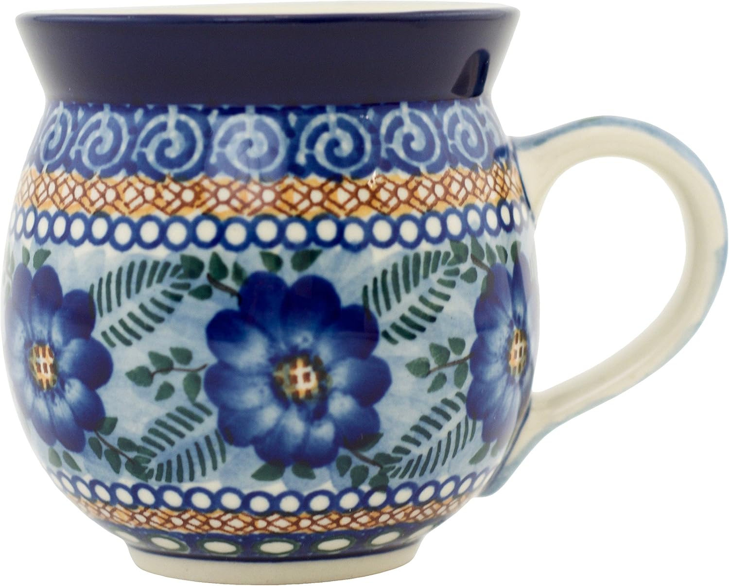 Ceramika Artystyczna Polish Pottery 12 Oz Blue Poppy Circle Bubble mug, 12 oz, Blue