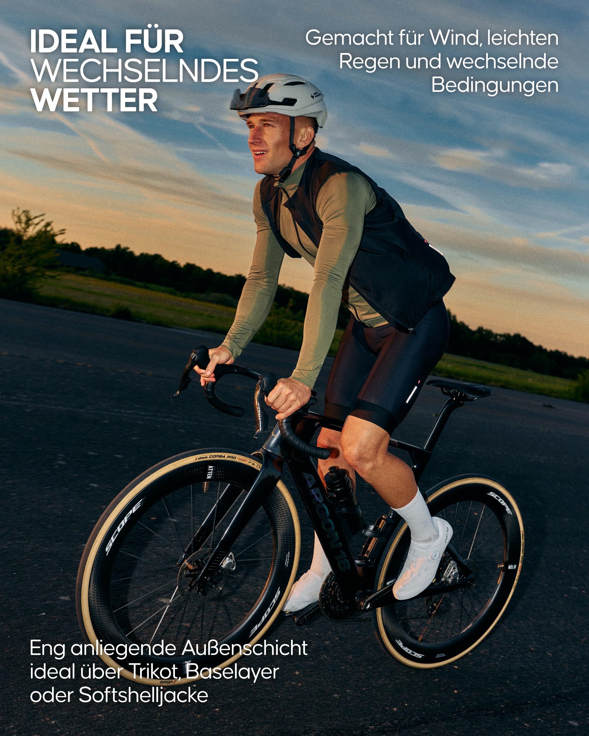 DANISH ENDURANCE Fahrradweste für Herren, Winddicht & verstaubar mit atmungsaktivem Rücken, Radsportweste für windige Fahrten