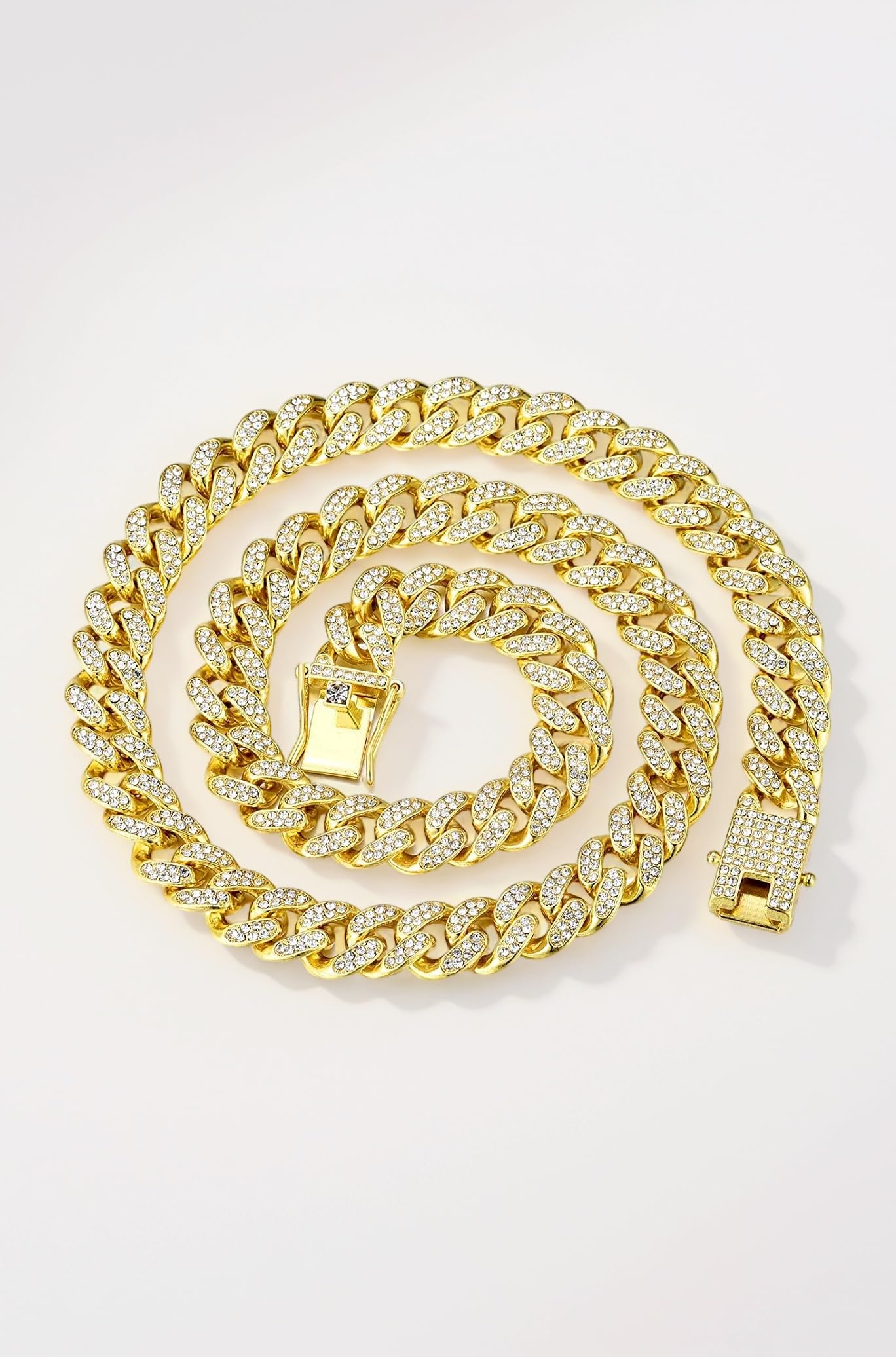 Stylish MC Stan Chain For Men Boys Cubic Zirconia Studded MIami Cuban Link Chain Necklace Gold Silver Chains For Men Boys Ice Rhinestone Hip hop Stylish Rapper Chains Jewellery