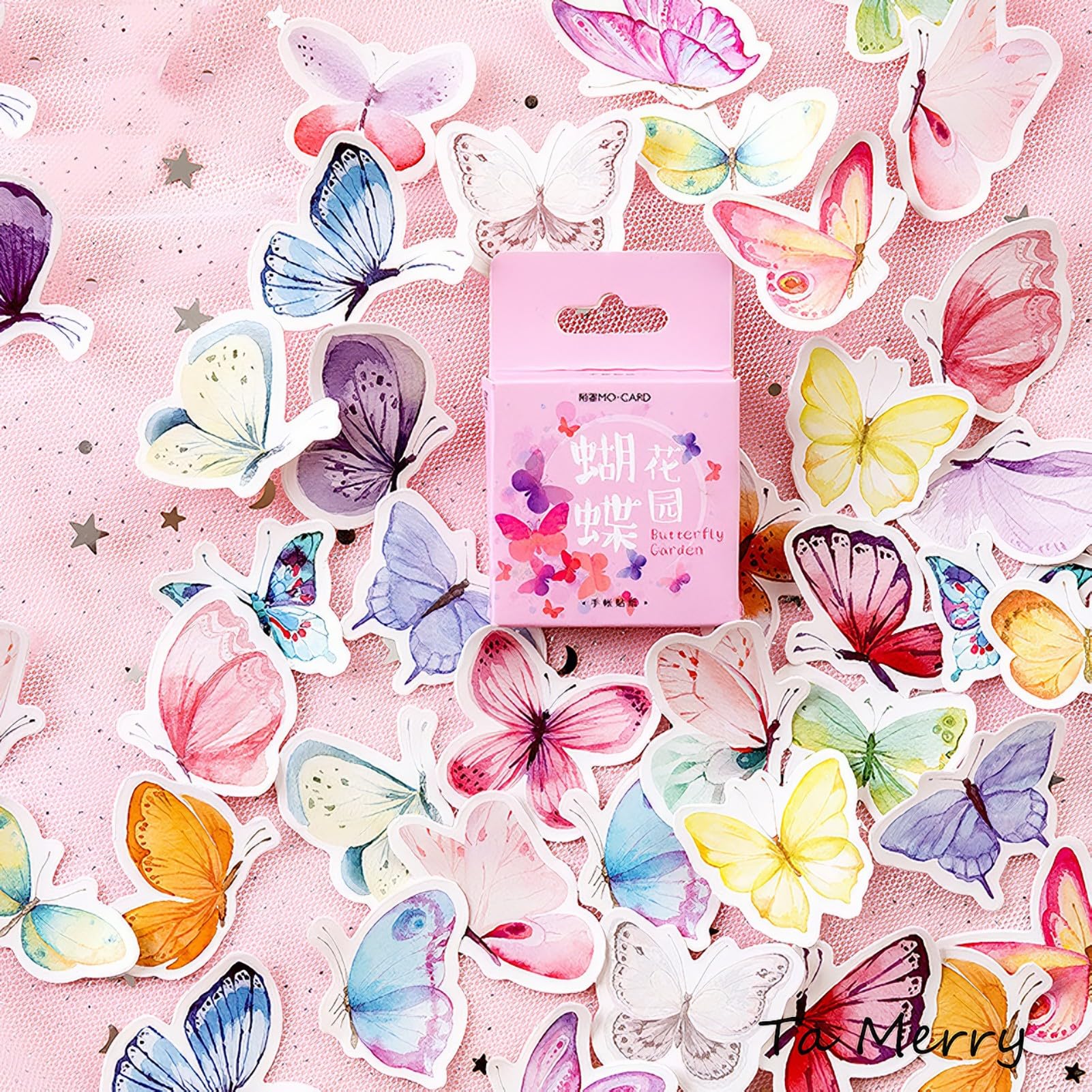 Ta Merry Butterfly Garden Kawaii Scrapbook Accessories Scrapbooking Supplies,45Pcs Cute Butterfly Stickers Aesthetic For Adults，Journaling Supplies Aesthetic Stickers For Scrapbooking,Card Making(