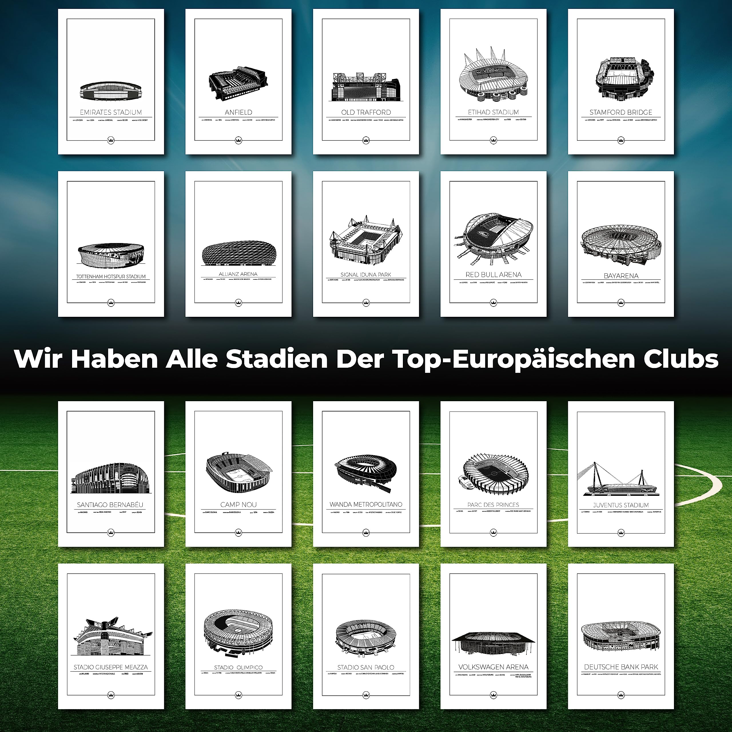 Sverigemotiv.se English Premier League Arena Posters (Munchen - Allianz Arena, 50x70 cm)
