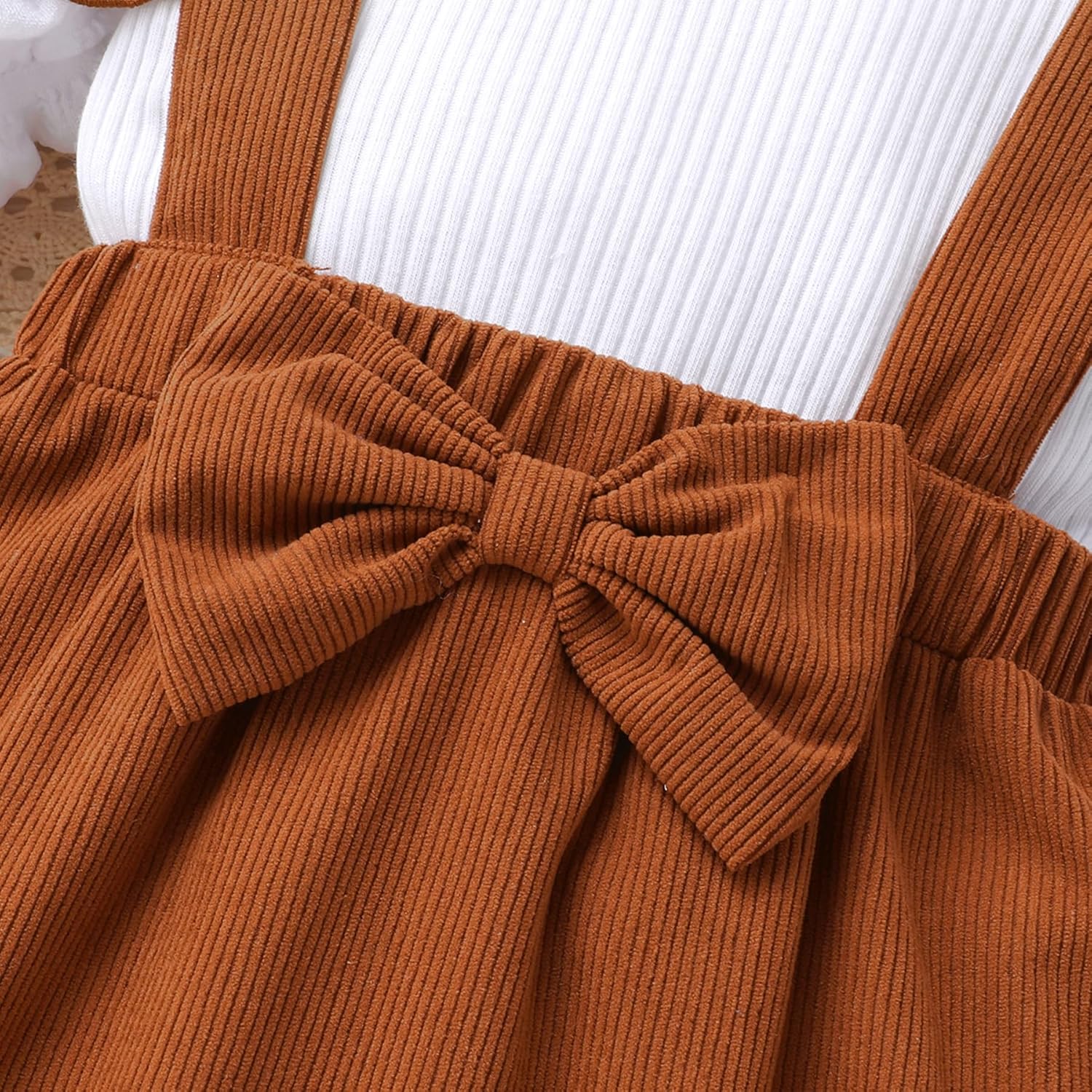 Baby Girl Toddler Corduroy Dress Outfit Sets Bubble Long Sleeve Ribbed Top and Jumper Skirt Fall Clothes 12M-5Y - Image 6