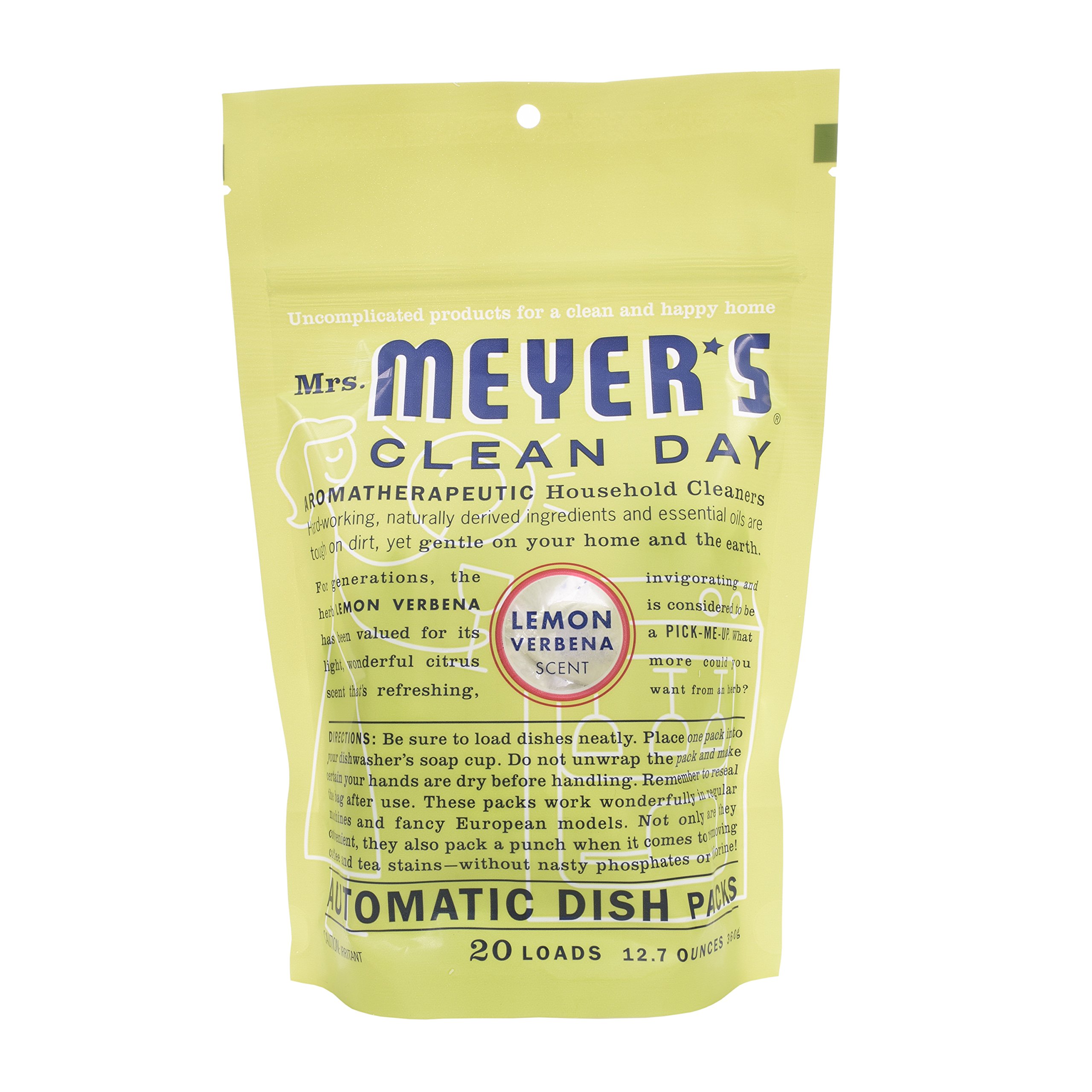 Mrs. Meyer's Automatic Dish Packs, Lemon Verbena, 20 ct, (Pack of 6)