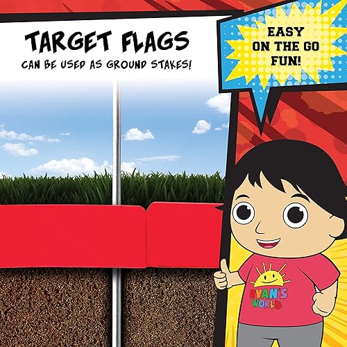 Miniatura 4 de Franklin Sports Ryan's World - Juego de golf de fútbol infantil con 1 pelota de fútbol y 3 objetivos con banderas, objetivos de 20 pulgadas