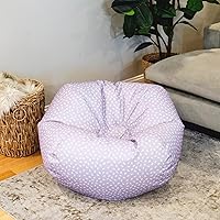 Vista 2 de Big Joe – Silla de puf clásica para dormitorio infantil y rincón de lectura, Easy-Clean Petal Pip Lilac, poliéster y nailon duraderos, mezcla de 2