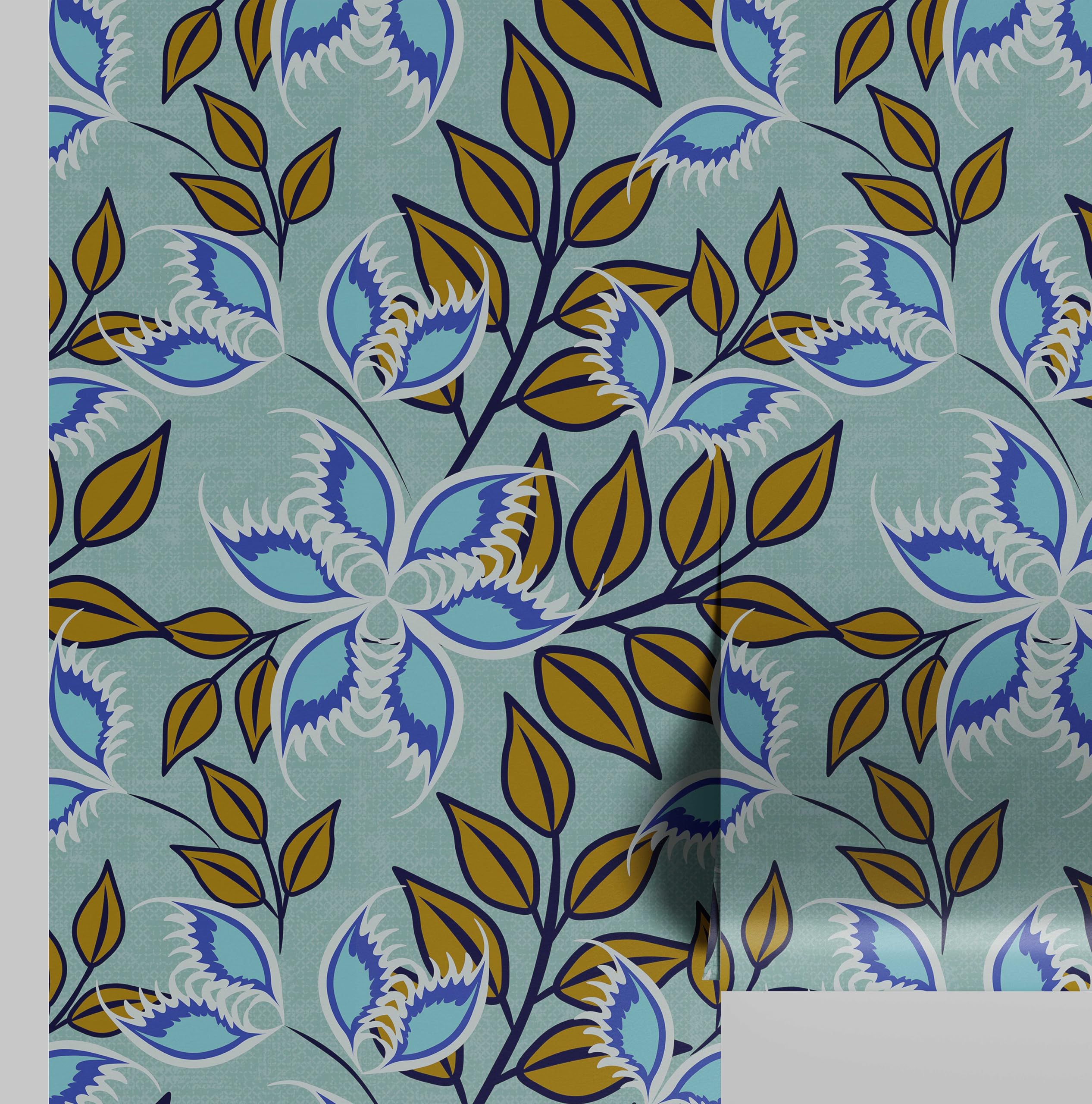 Papier peint autocollant S4Sassy bleu amovible pour masquer les murs abîmés