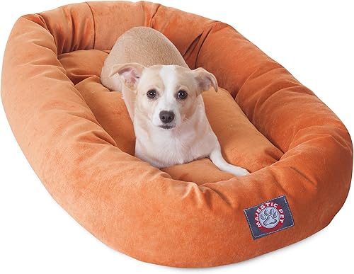 Miniatura 9 de Majestic Pet Cama para perro calmante de microterciopelo de 40 pulgadas, lavable – Acogedora cama redonda suave para perros con borde elevado para