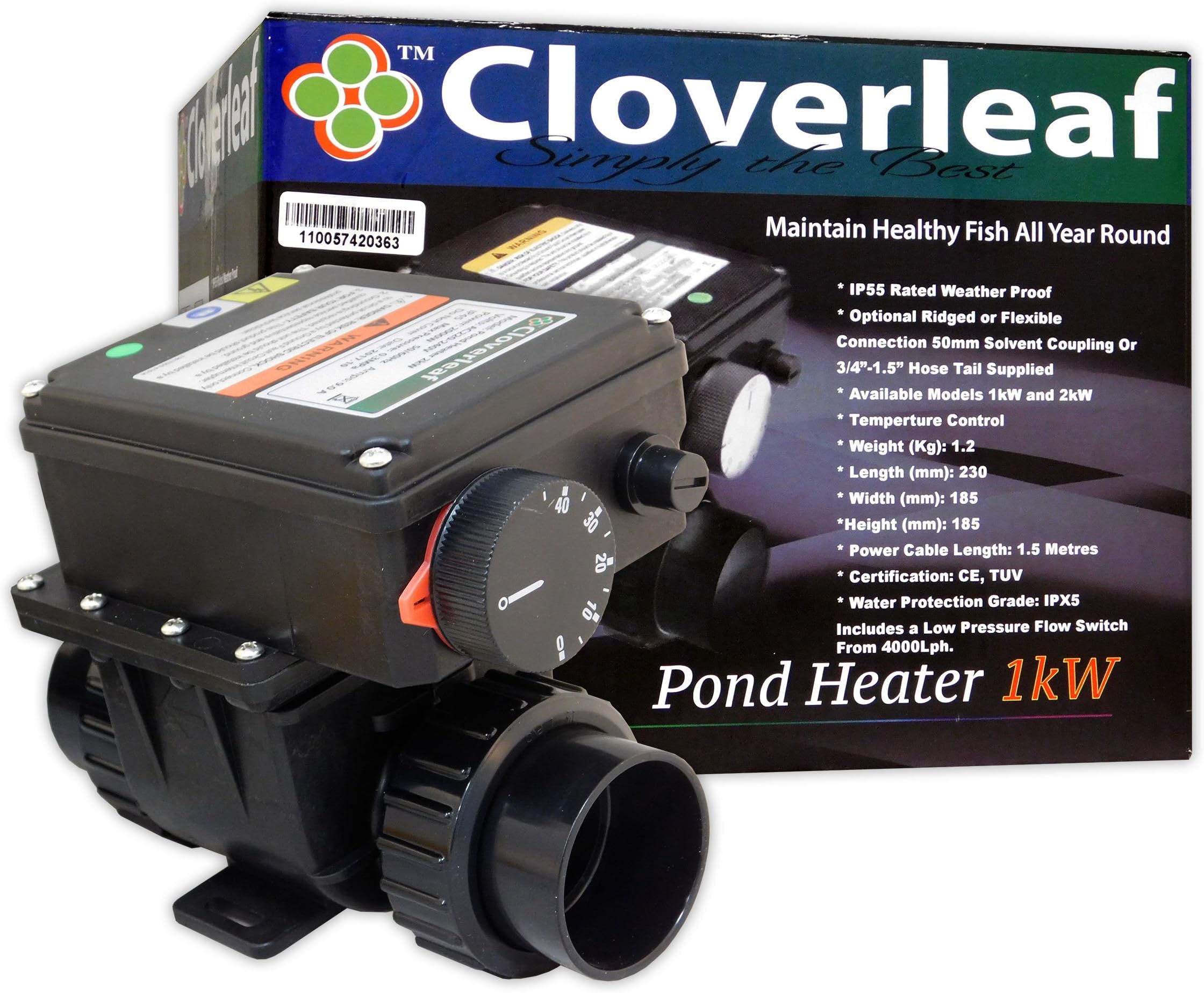 Cloverleaf Pond Heater 1kW - Weatherproof & Adjustable Temperature