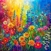 Bgraamiens Rainbow Flowers Garden 1000 Piece Puzzle for Adults,Hard Color Challenge for Wall Decro