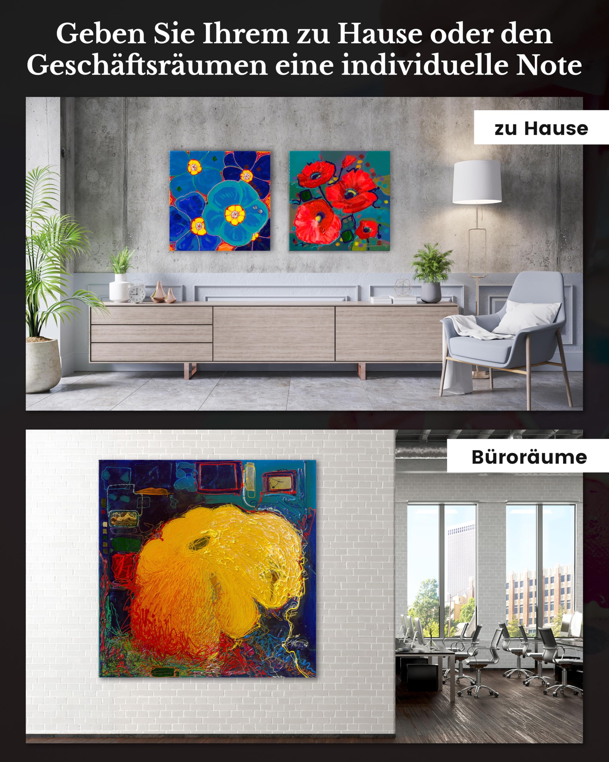 ARTbyTANNOUS® Kunstdruck Größe M I Jean Tannous Gemälde Les Fleurs 15 I Gallery Print Acryl I moderne Wandbilder I Wohnzimmer, Büro & Praxis I Jedes Bild exklusiv I Leinwand möglich