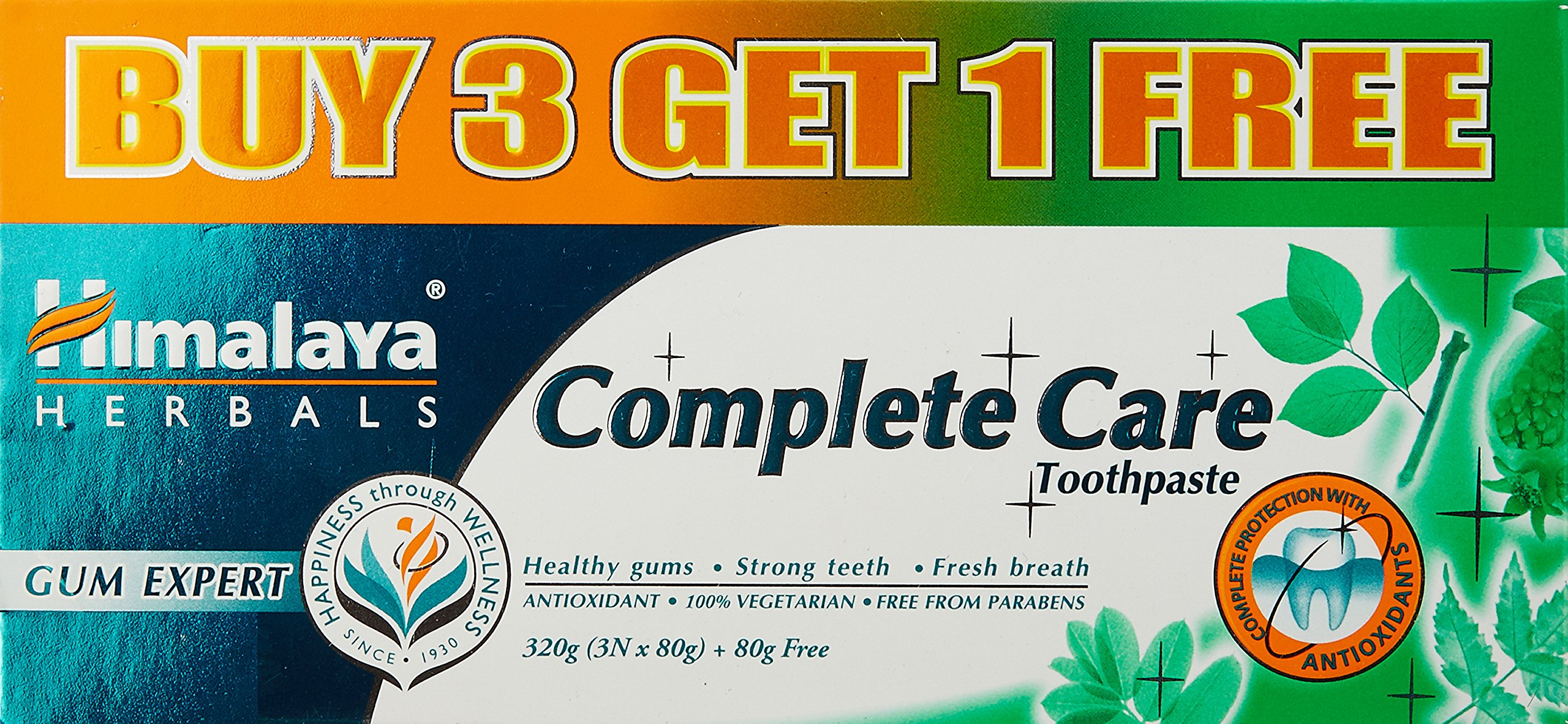 Himalaya Complete Care Toothpaste | For Healthy Gums & Strong Teeth | With Neem, Miswak & Triphala | 80g | Buy 3 Get 1 Free (B073D2G4YY) Amazon Price History, Amazon Price Tracker