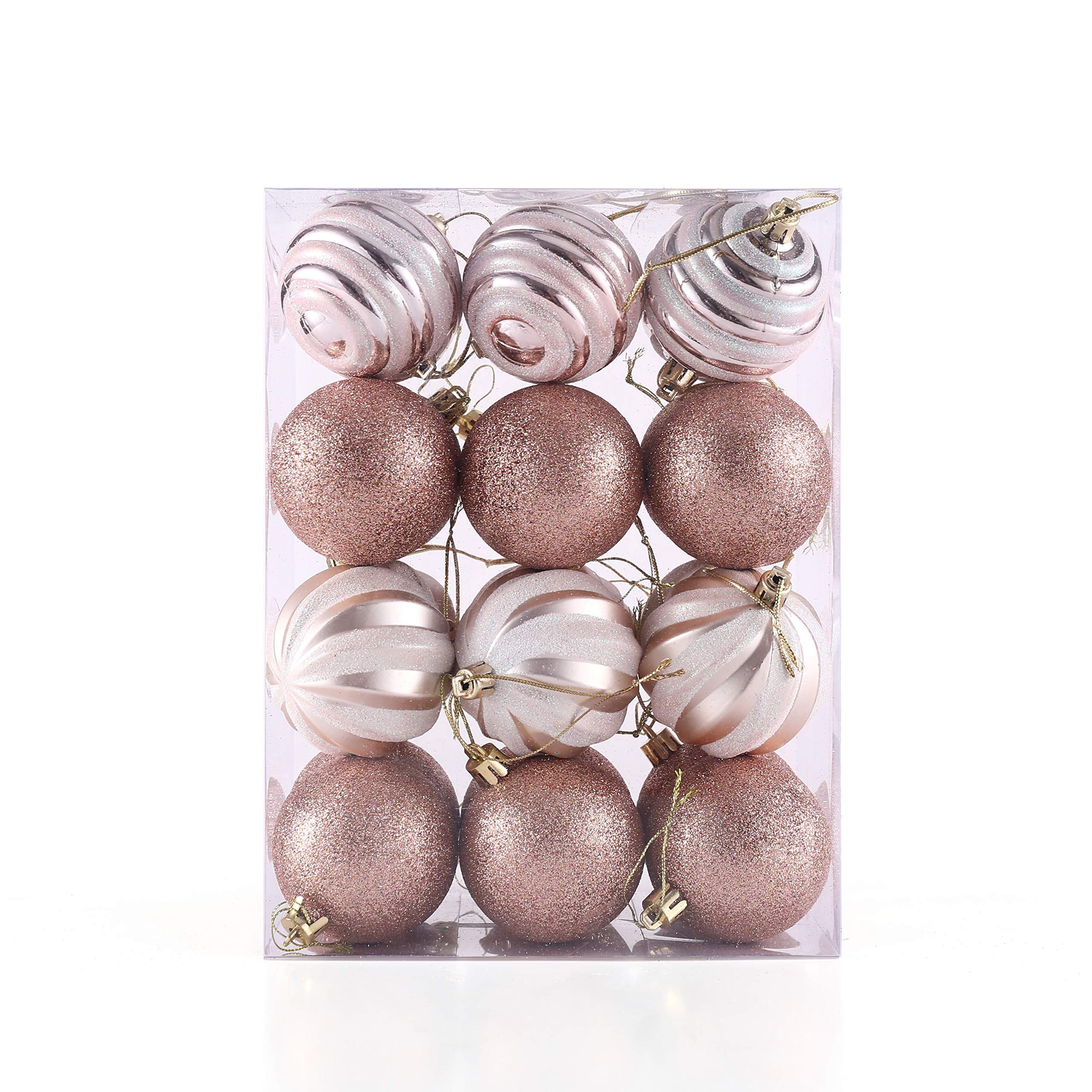 Dansen 60mm 2 36 Delicate Painting Glittering Shatterproof Christmas Balls Rose Gold Christmas Ornaments Decorative Hanging Christmas Ornaments Baubles Set For Xmas Tree 24 Counts Rose Gold Buy Online In Dominica At