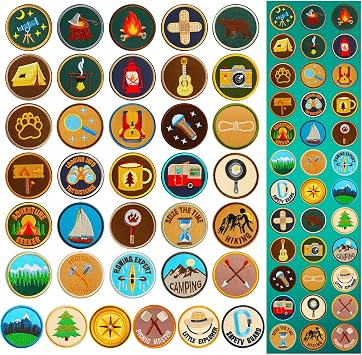 AUGSUN 36Pcs Outdoor Camping Iron on Patches,Adventure Embroidered Applique