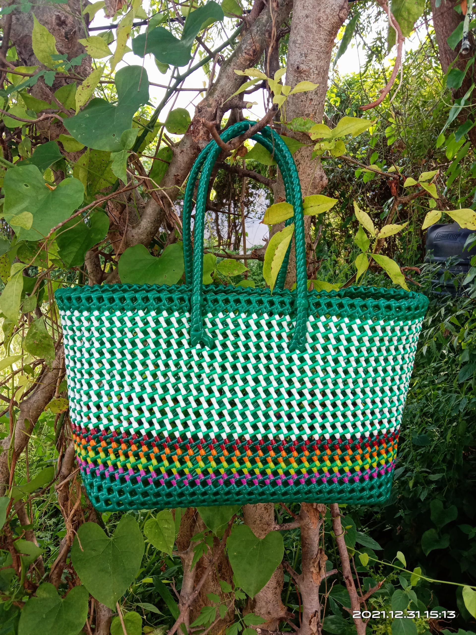 Handmade Plastic Koodai Basket - Lunch & Picnic Bag -2 Handmade Plastic Koodai Basket - Lunch & Picnic Bag -2