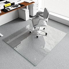 Koonmi Chair Mat for Carpet Tempered Glass 46x55 Office Chair Mat Glass Floor Mat Protector with Rounded and