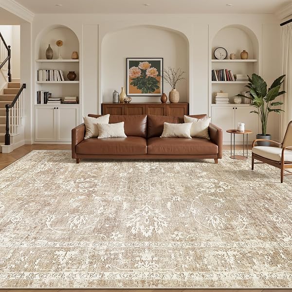 Vintage Neutral Beige Farmhouse Rug