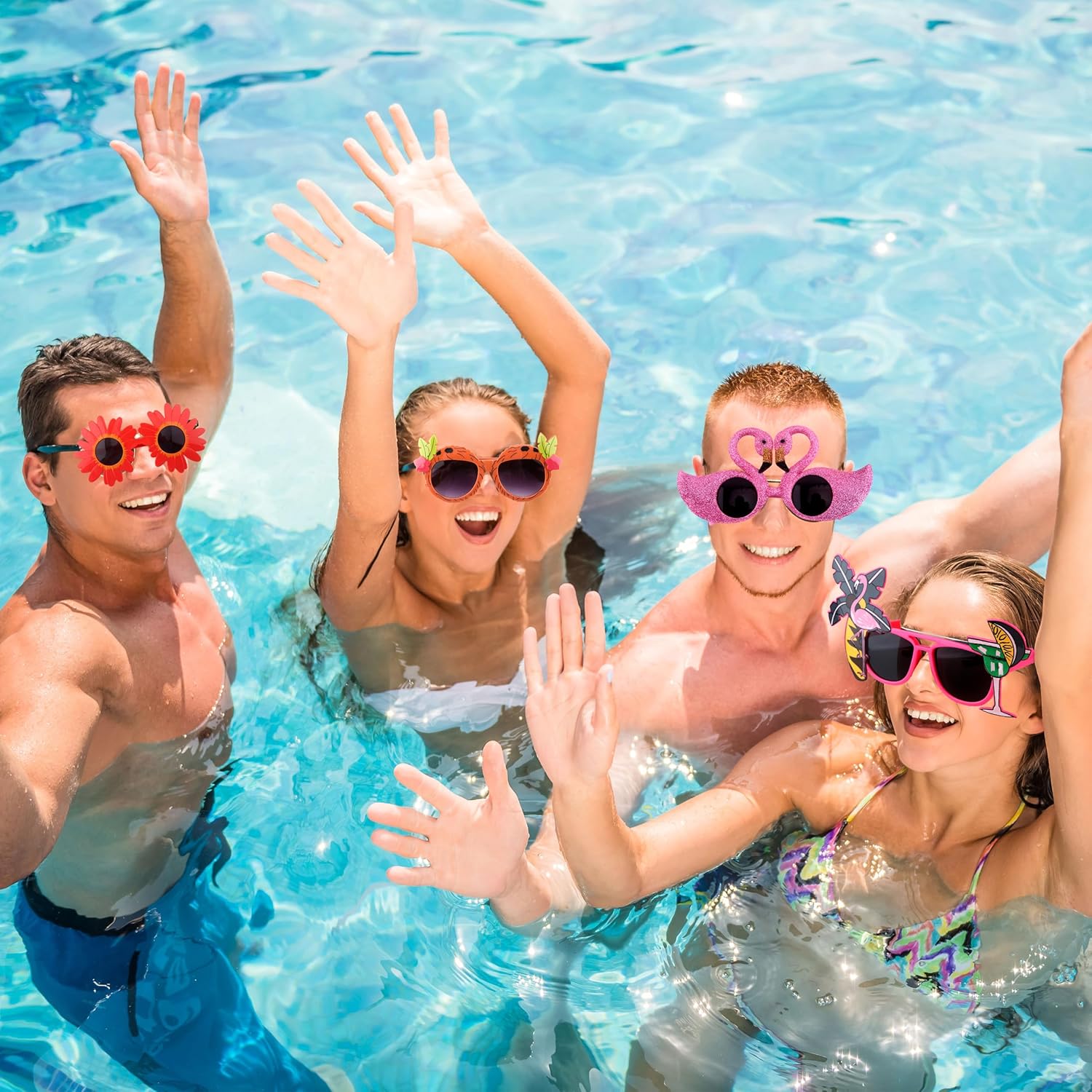 36 Pack Luau Party Sunglasses Crazy Funny Hawaiian Sunglasses Fancy Dress Props Tropical Sunglasses for Kids Adults Summer Pool Beach Party Supplies - Image 5