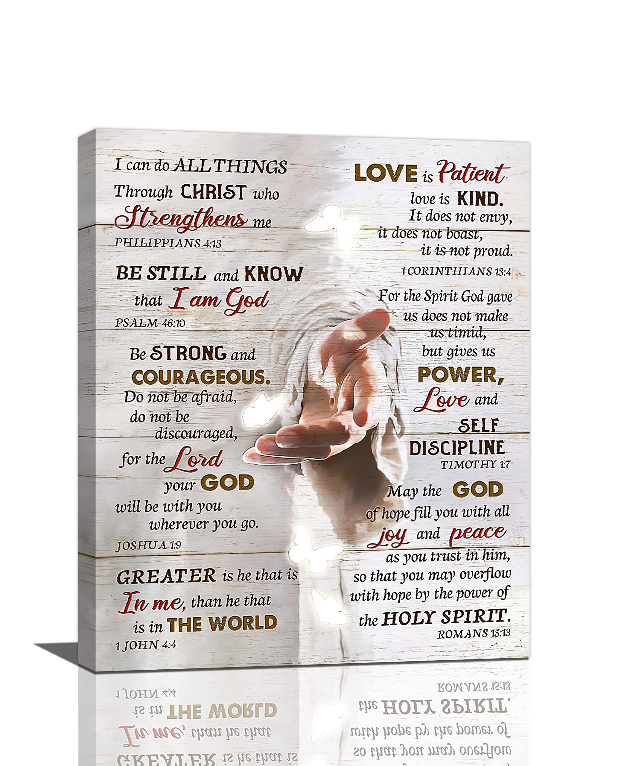 AUBNICO Christian Bible Verse Wall Art Hand Of God Jesus Motivational Pictures Religious Inspirational Artwork Paintings Canvas Framed Home Decor For