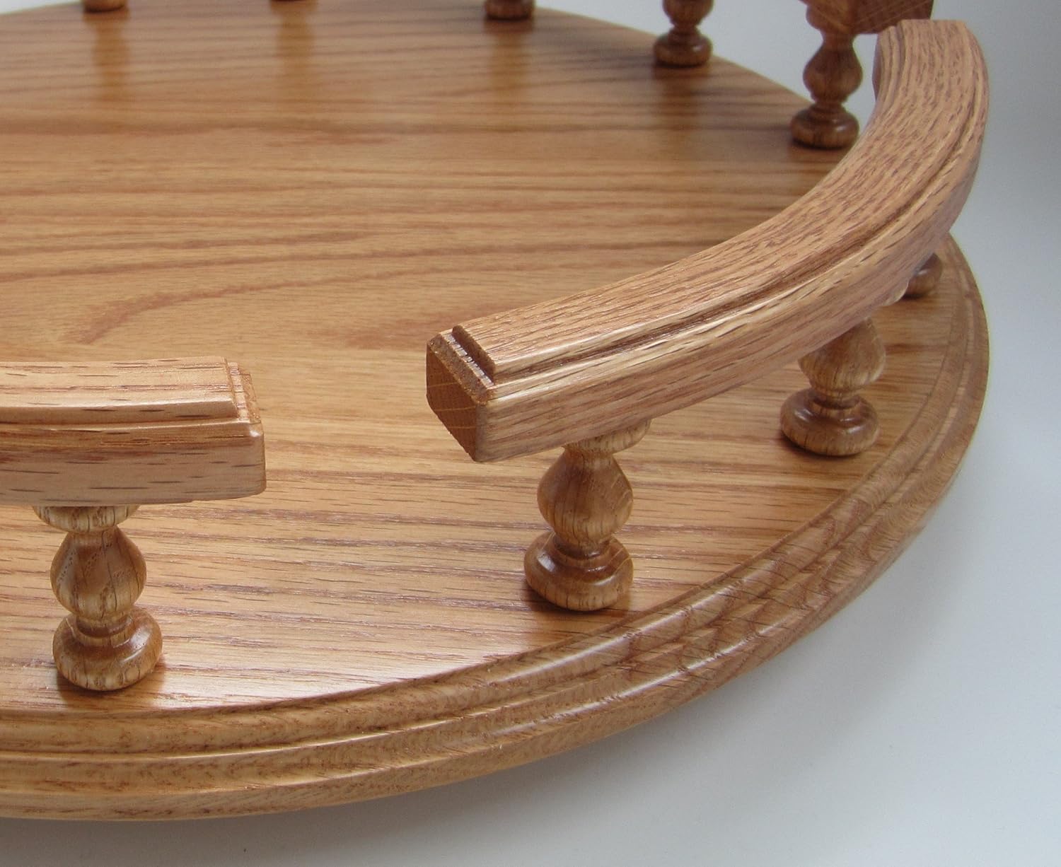 16" Lazy Susan Turn Table Revolving Solid Wood Oak Table Centerpiece Rotate Condiment Server Swivel