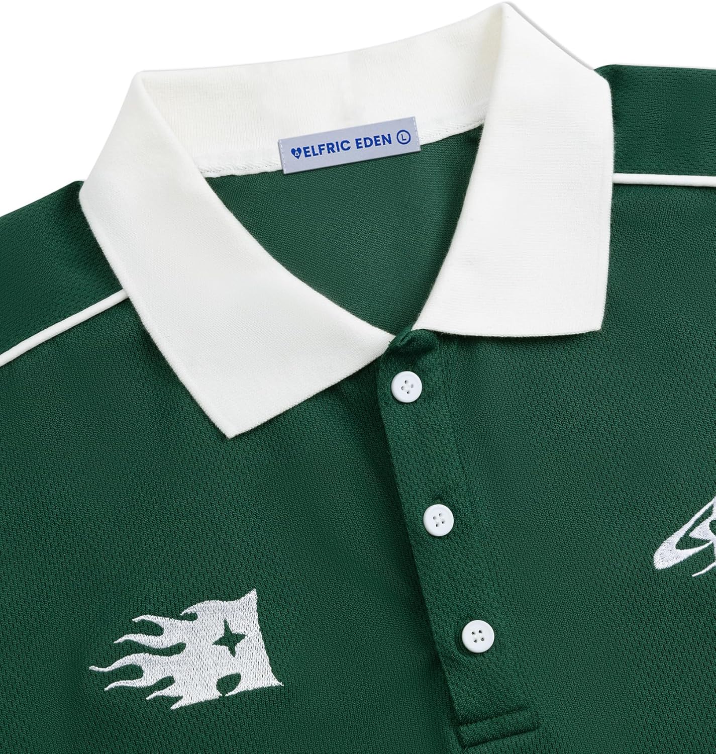 Aelfric Eden Mens Vintage Letter Polo Tee Oversized Button Collar Graphic Patchwork T Shirt Short Sleeve Summer Tops - Image 4