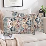Housses de Coussin Ethniques Boho 20x12 Pouces Ensemble de 2 Housses de Coussin Style Boho Design Ethnique Décoratives pour Chambre Salon Canapé Ferme