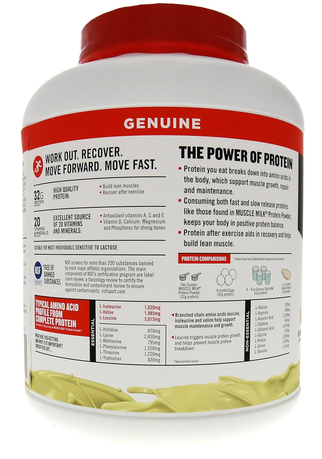 Muscle Milk Genuine Protein Powder, Banana Crème, 32g Protein, 4.94 Pound, 32 Servings