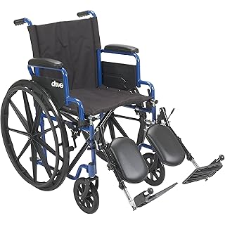 Drive Medical BLS18FBD-ELR Blue Streak Lightweight Wheelchair with Swing-Away Elevating Leg Rests and Flip-Back Arms