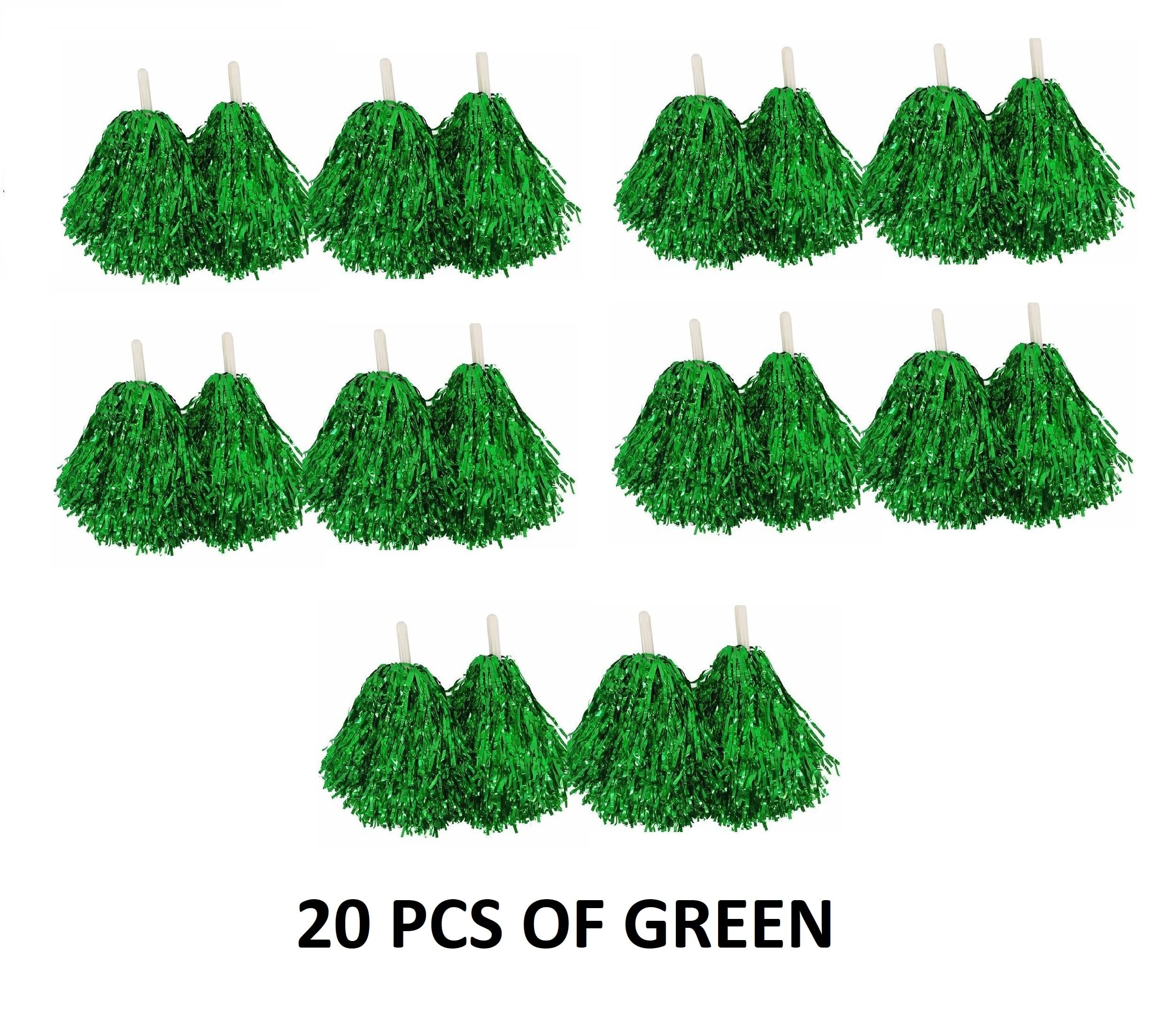 MOREL Green Cheerleading Squad Spirited Fun Pompoms Cheer Costume Accessory for Sports Day, Annual Day, Dance Function, Birthday Event Party |Pack of 20| 3