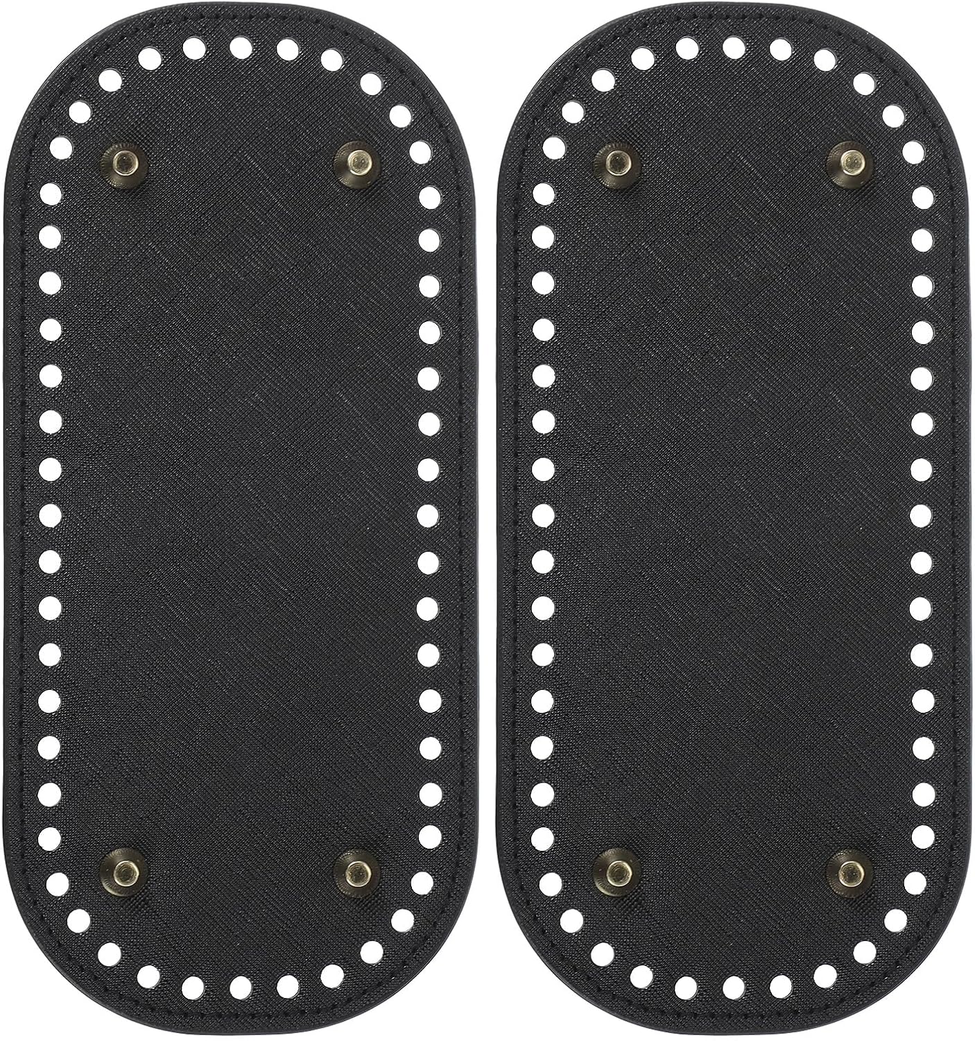 PATIKIL PU Leather Bag Bottom Shaper 9.8x4.7 Inch, 2Pcs Oval Knitting Crochet Bags Bottom Pad Base with Holes & Nails for DIY Handbag Shoulder Bags Purse Making Supplies, Gold