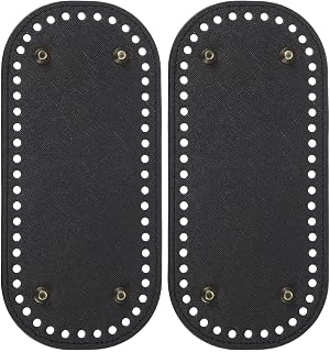 PATIKIL PU Leather Bag Bottom Shaper 8.7x3.9 Inch, 2Pcs Oval Knitting Crochet Bags Bottom Pad Base with Holes & Nails for DIY Handbag Shoulder Bags Purse Making Supplies, Black
